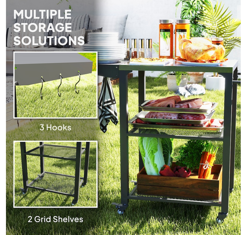 Image 993140_ALTMORE6.jpg, Product 993-140 / Price $122.99, Outsunny 3-Tier Outdoor Grill Cart w/ Side Table, Pizza Oven Stand from Outsunny on TSC.ca's department