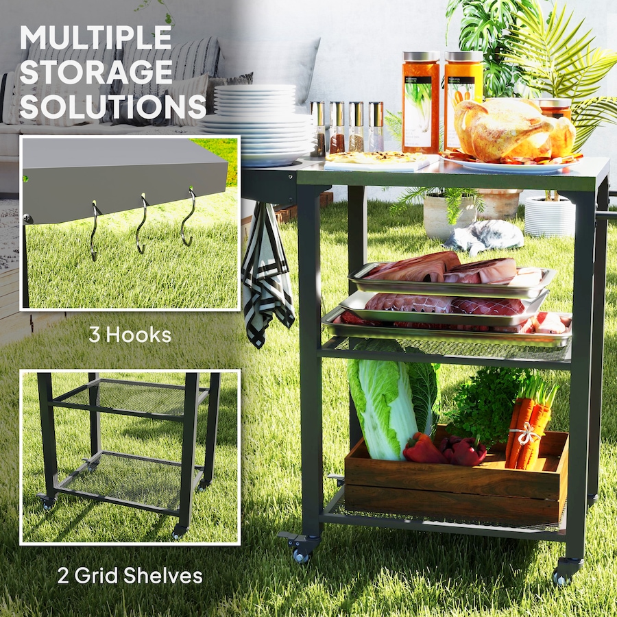 Image 993140_ALTMORE6.jpg, Product 993-140 / Price $119.99, Outsunny 3-Tier Outdoor Grill Cart w/ Side Table, Pizza Oven Stand from Outsunny on TSC.ca's department
