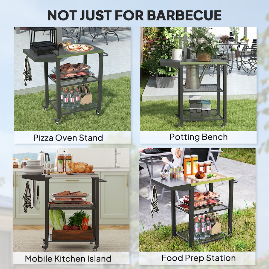 Image 993140_ALTMORE8.jpg, Product 993-140 / Price $119.99, Outsunny 3-Tier Outdoor Grill Cart w/ Side Table, Pizza Oven Stand from Outsunny on TSC.ca's department