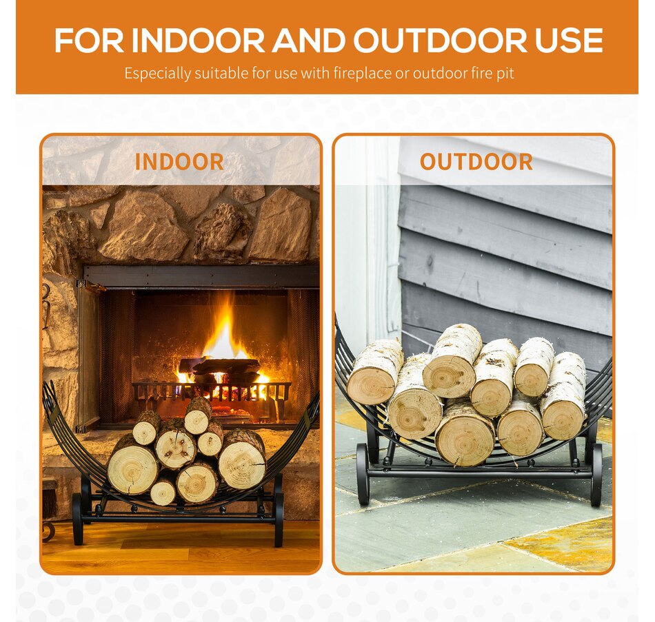 Curved Log Rack Outsunny Firewood Log Rack Curved Fireplace Log Holder Wood Storage ...