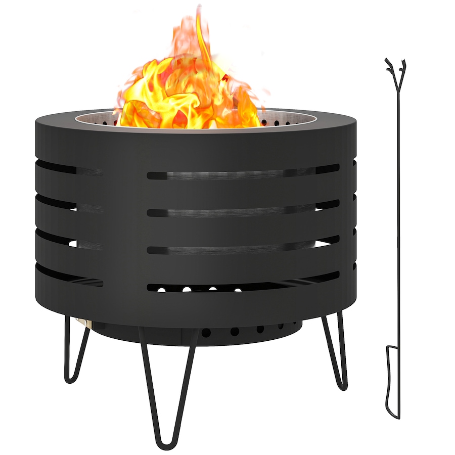 Image 993143.jpg, Product 993-143 / Price $199.99, Outsunny Round Fire Pit with Fire Poker, Fireplace with Ash Tray, Black from Outsunny on TSC.ca's department