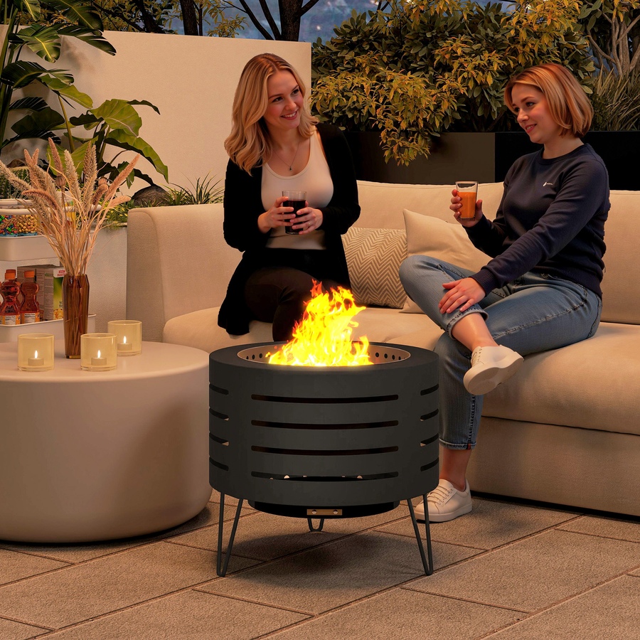 Image 993143_ALTMORE2.jpg, Product 993-143 / Price $199.99, Outsunny Round Fire Pit with Fire Poker, Fireplace with Ash Tray, Black from Outsunny on TSC.ca's department