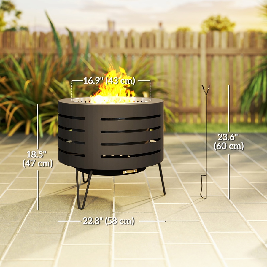 Image 993143_ALTMORE3.jpg, Product 993-143 / Price $199.99, Outsunny Round Fire Pit with Fire Poker, Fireplace with Ash Tray, Black from Outsunny on TSC.ca's department