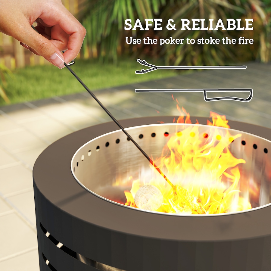 Image 993143_ALTMORE4.jpg, Product 993-143 / Price $199.99, Outsunny Round Fire Pit with Fire Poker, Fireplace with Ash Tray, Black from Outsunny on TSC.ca's department