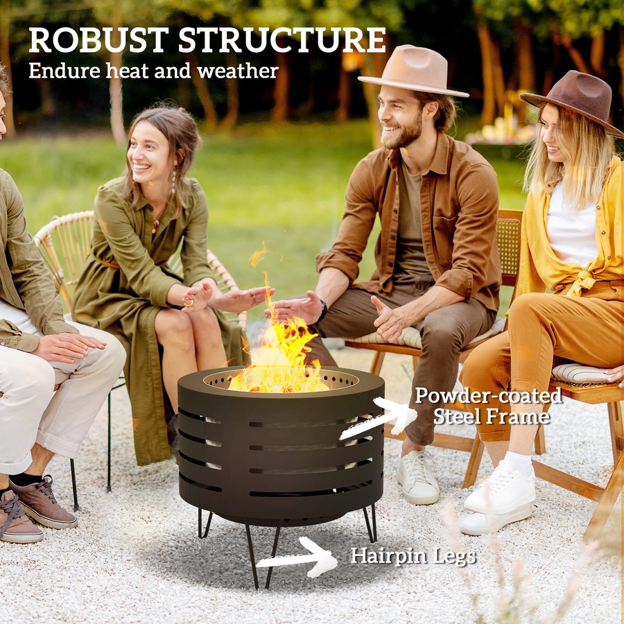 Image 993143_ALTMORE5.jpg, Product 993-143 / Price $199.99, Outsunny Round Fire Pit with Fire Poker, Fireplace with Ash Tray, Black from Outsunny on TSC.ca's department