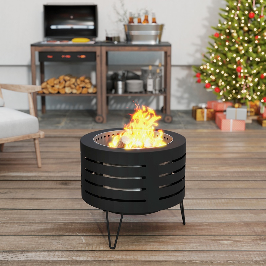 Image 993143_ALTMORE9.jpg, Product 993-143 / Price $199.99, Outsunny Round Fire Pit with Fire Poker, Fireplace with Ash Tray, Black from Outsunny on TSC.ca's department