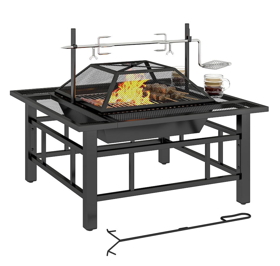 Image 993144.jpg, Product 993-144 / Price $159.99, Outsunny Outdoor Fire Pit Firepit with BBQ Grill Grate Poker Lid, Black from Outsunny on TSC.ca's department