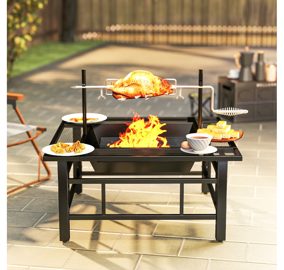 Image 993144_ALTMORE8.jpg, Product 993-144 / Price $159.99, Outsunny Outdoor Fire Pit Firepit with BBQ Grill Grate Poker Lid, Black from Outsunny on TSC.ca's department