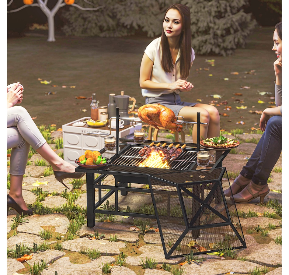 Image 993144_ALTMORE9.jpg, Product 993-144 / Price $159.99, Outsunny Outdoor Fire Pit Firepit with BBQ Grill Grate Poker Lid, Black from Outsunny on TSC.ca's department