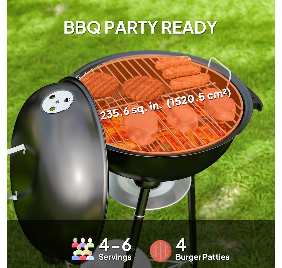 Image 993147_ALTMORE4.jpg, Product 993-147 / Price $94.99, Outsunny 17" Kettle Charcoal BBQ Grill with BBQ Accessories, Barbecue Grill from Outsunny on TSC.ca's department