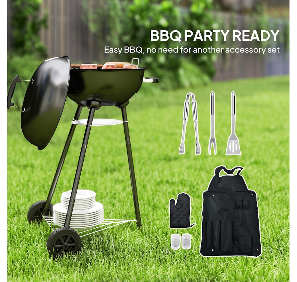 Image 993147_ALTMORE5.jpg, Product 993-147 / Price $94.99, Outsunny 17" Kettle Charcoal BBQ Grill with BBQ Accessories, Barbecue Grill from Outsunny on TSC.ca's department