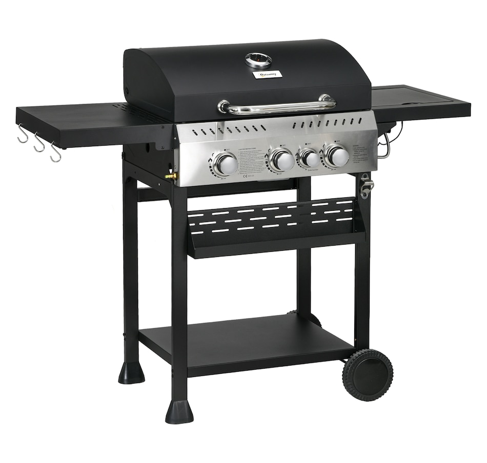 Image 993149.jpg, Product 993-149 / Price $279.99, Outsunny Propane Gas Grill, 38,000 BTU Outdoor BBQ Grill Cart, Black from Outsunny on TSC.ca's department