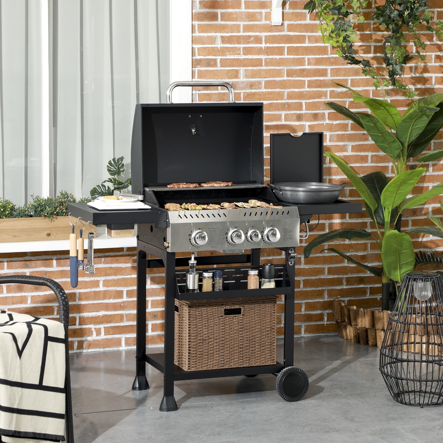 Image 993149_ALTMORE2.jpg, Product 993-149 / Price $279.99, Outsunny Propane Gas Grill, 38,000 BTU Outdoor BBQ Grill Cart, Black from Outsunny on TSC.ca's  department