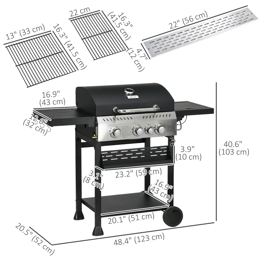 Image 993149_ALTMORE3.jpg, Product 993-149 / Price $279.99, Outsunny Propane Gas Grill, 38,000 BTU Outdoor BBQ Grill Cart, Black from Outsunny on TSC.ca's  department