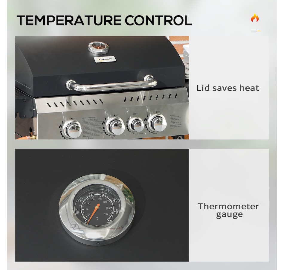 Image 993149_ALTMORE5.jpg, Product 993-149 / Price $279.99, Outsunny Propane Gas Grill, 38,000 BTU Outdoor BBQ Grill Cart, Black from Outsunny on TSC.ca's department