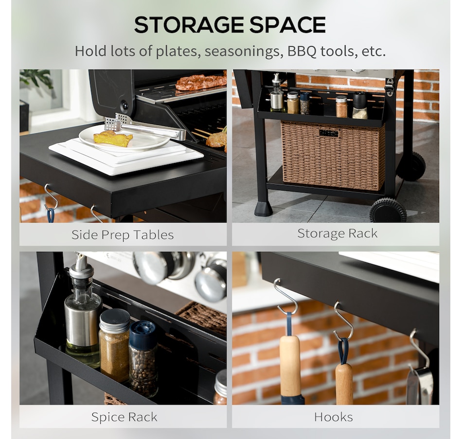 Image 993149_ALTMORE6.jpg, Product 993-149 / Price $279.99, Outsunny Propane Gas Grill, 38,000 BTU Outdoor BBQ Grill Cart, Black from Outsunny on TSC.ca's department