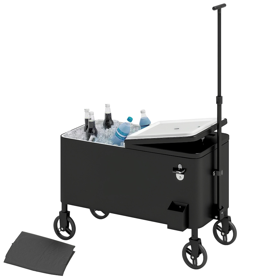Image 993154.png, Product 993-154 / Price $169.99, Outsunny 80qt Patio Cooler Cart Wheeled Cooler with Bottle Opener, Black from Outsunny on TSC.ca's department