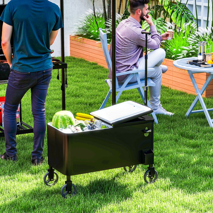 Image 993154_ALTMORE2.jpg, Product 993-154 / Price $169.99, Outsunny 80qt Patio Cooler Cart Wheeled Cooler with Bottle Opener, Black from Outsunny on TSC.ca's department