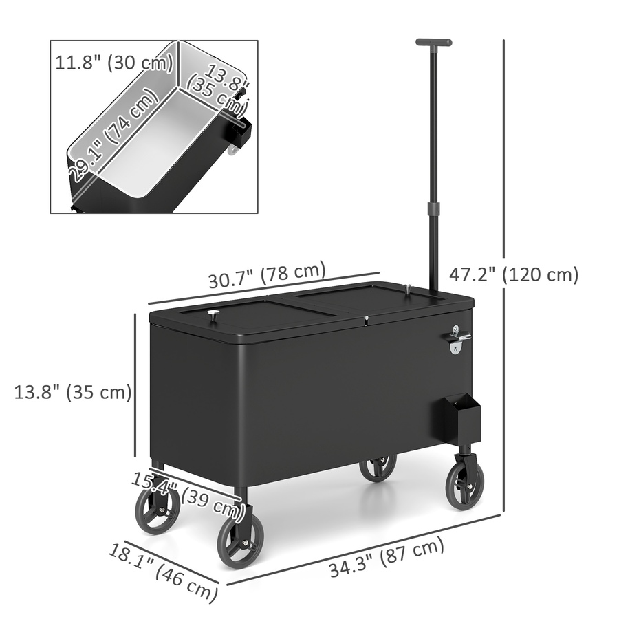 Image 993154_ALTMORE3.jpg, Product 993-154 / Price $169.99, Outsunny 80qt Patio Cooler Cart Wheeled Cooler with Bottle Opener, Black from Outsunny on TSC.ca's department