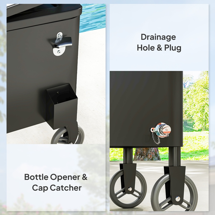 Image 993154_ALTMORE7.jpg, Product 993-154 / Price $169.99, Outsunny 80qt Patio Cooler Cart Wheeled Cooler with Bottle Opener, Black from Outsunny on TSC.ca's department