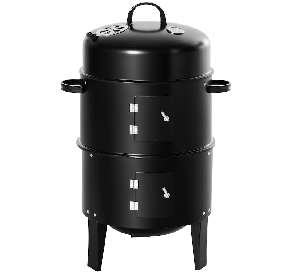 Image 993157.png, Product 993-157 / Price $99.99, Outsunny 3-in-1 Vertical Charcoal BBQ Smoker, 16" Round Barbecue Grill from Outsunny on TSC.ca's department