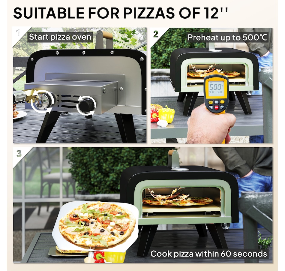 Image 993160_ALTMORE4.jpg, Product 993-160 / Price $119.99, Outsunny Outdoor Tabletop Gas Pizza Oven with 12" Stone and Peel from Outsunny on TSC.ca's department