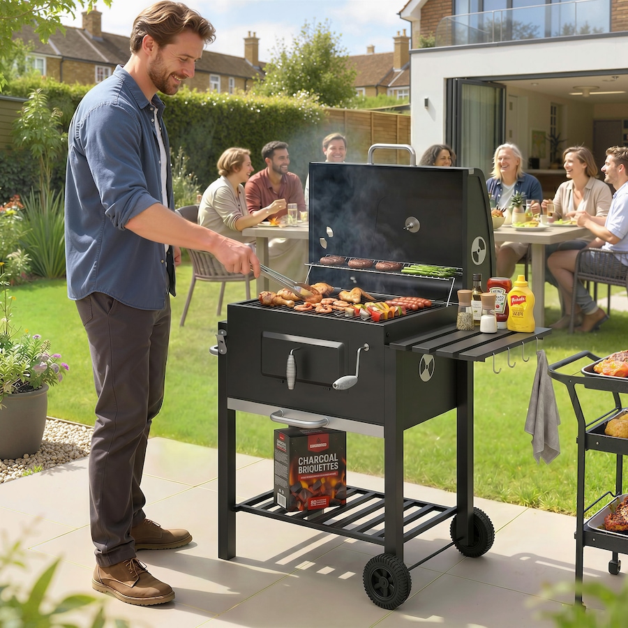 Image 993161_ALTMORE11.jpg, Product 993-161 / Price $215.99, Outsunny Portable Charcoal Grill Stainless Steel Camping BBQ w/ Wheels from Outsunny on TSC.ca's  department