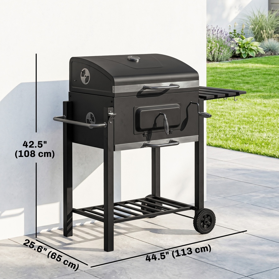 Image 993161_ALTMORE12.jpg, Product 993-161 / Price $215.99, Outsunny Portable Charcoal Grill Stainless Steel Camping BBQ w/ Wheels from Outsunny on TSC.ca's  department