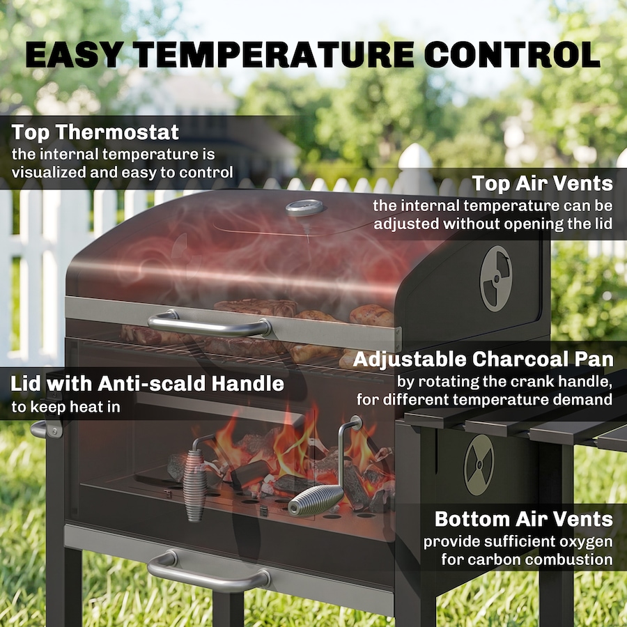 Image 993161_ALTMORE14.jpg, Product 993-161 / Price $215.99, Outsunny Portable Charcoal Grill Stainless Steel Camping BBQ w/ Wheels from Outsunny on TSC.ca's  department