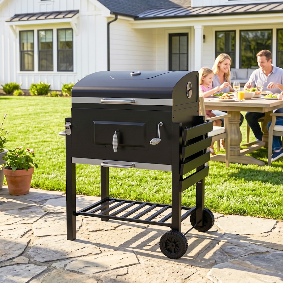 Image 993161_ALTMORE18.jpg, Product 993-161 / Price $215.99, Outsunny Portable Charcoal Grill Stainless Steel Camping BBQ w/ Wheels from Outsunny on TSC.ca's  department