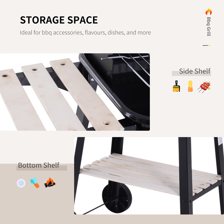 Image 993168_ALTMORE24.jpg, Product 993-168 / Price $69.99, Outsunny Outdoor Charcoal BBQ Grill, Barbecue Trolley with Wheels, Black from Outsunny on TSC.ca's department