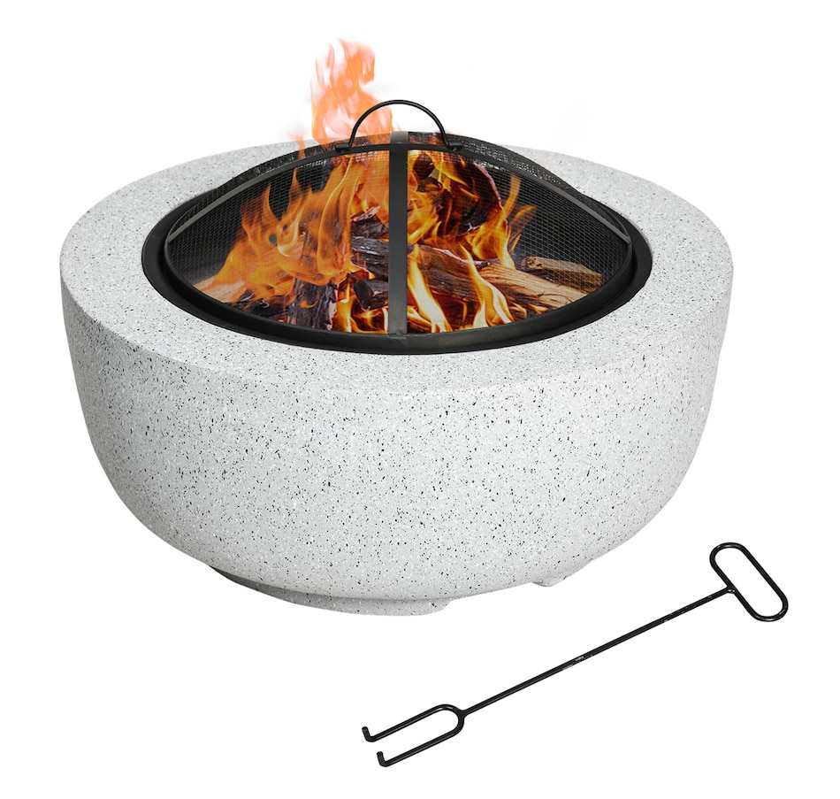 Image 993174.jpg, Product 993-174 / Price $139.99, Outsunny Outdoor Fire Pit with Stone Effect, Wood-burning Fireplace, Gray from Outsunny on TSC.ca's department