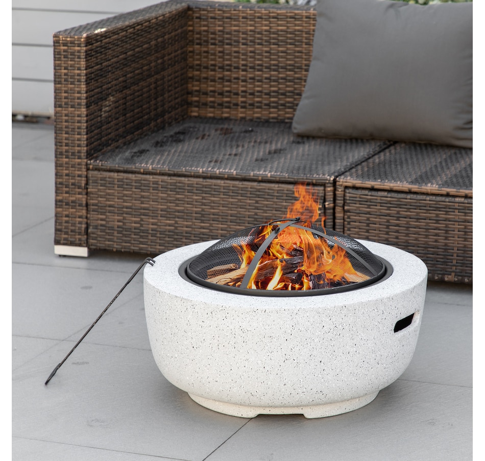 Image 993174_ALTMORE2.jpg, Product 993-174 / Price $139.99, Outsunny Outdoor Fire Pit with Stone Effect, Wood-burning Fireplace, Gray from Outsunny on TSC.ca's department