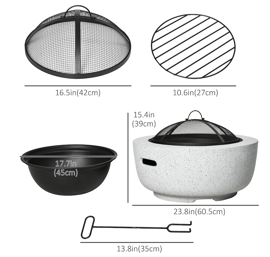 Image 993174_ALTMORE3.jpg, Product 993-174 / Price $139.99, Outsunny Outdoor Fire Pit with Stone Effect, Wood-burning Fireplace, Gray from Outsunny on TSC.ca's department