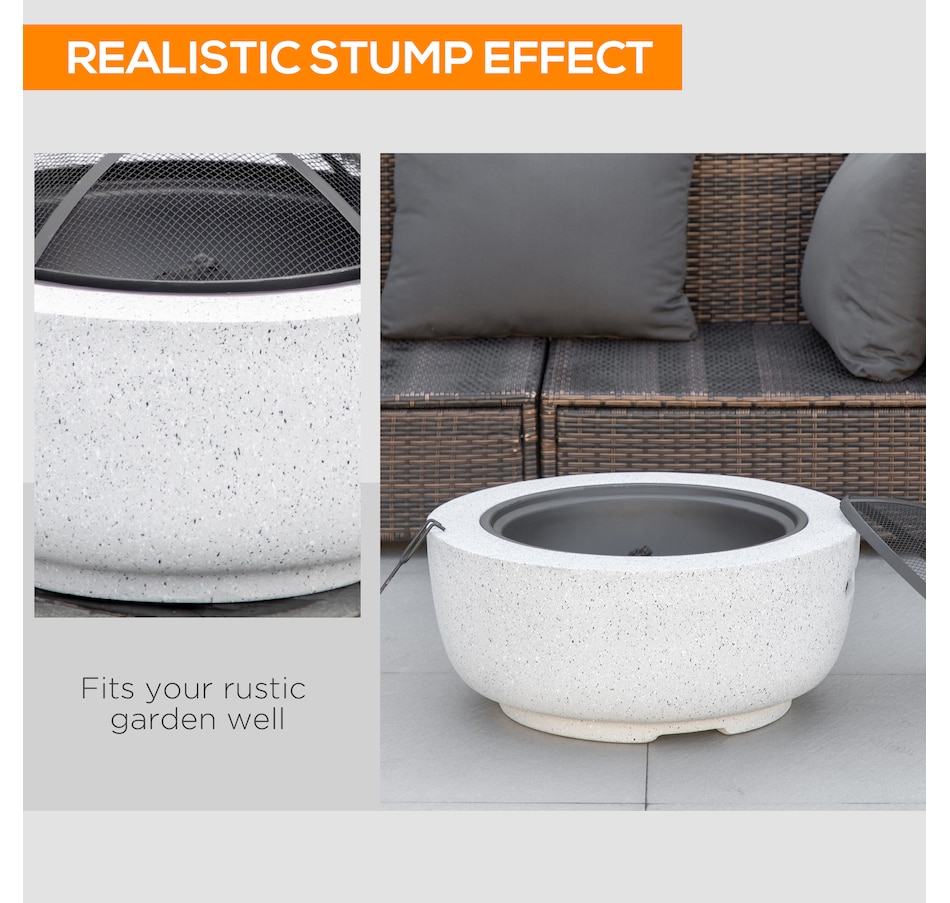 Image 993174_ALTMORE4.jpg, Product 993-174 / Price $139.99, Outsunny Outdoor Fire Pit with Stone Effect, Wood-burning Fireplace, Gray from Outsunny on TSC.ca's department