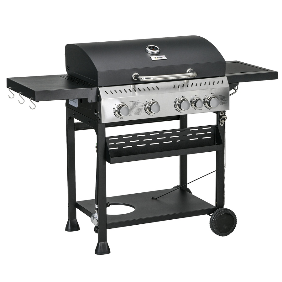 Image 993179.jpg, Product 993-179 / Price $329.99, Outsunny Propane Gas Grill, 40,000 BTU Outdoor BBQ Grill Cart, Black from Outsunny on TSC.ca's  department