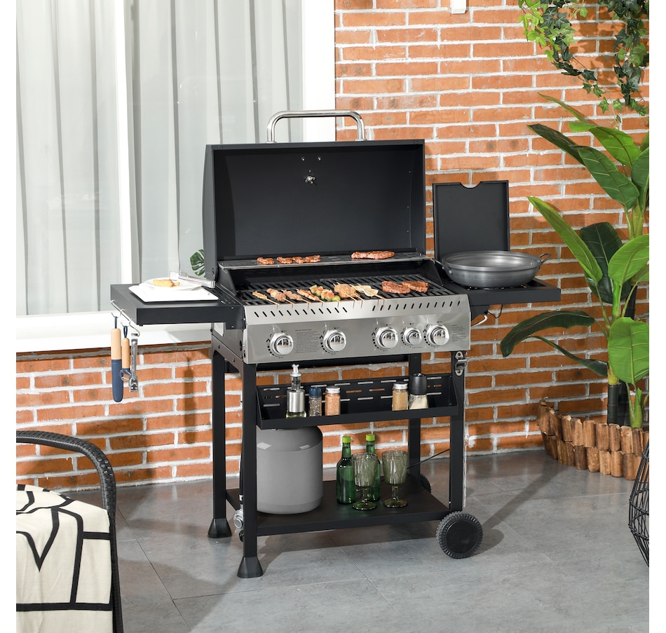 Image 993179_ALTMORE2.jpg, Product 993-179 / Price $349.99, Outsunny Propane Gas Grill, 40,000 BTU Outdoor BBQ Grill Cart, Black from Outsunny on TSC.ca's department