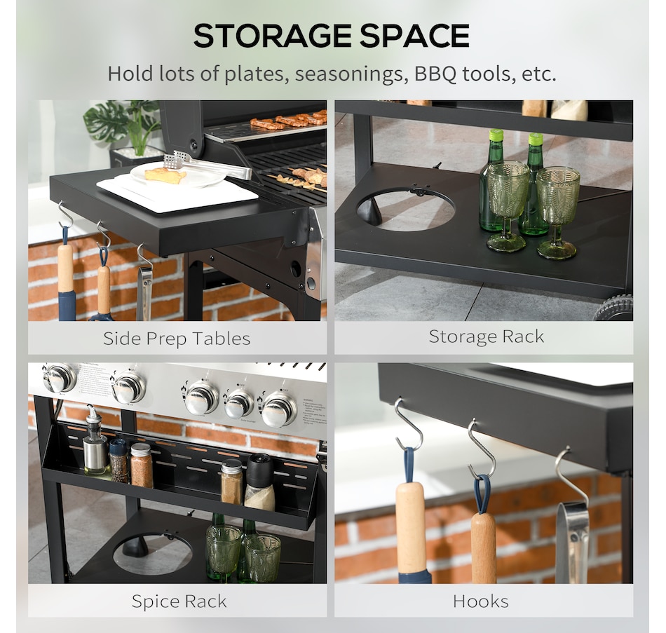 Image 993179_ALTMORE6.jpg, Product 993-179 / Price $349.99, Outsunny Propane Gas Grill, 40,000 BTU Outdoor BBQ Grill Cart, Black from Outsunny on TSC.ca's department