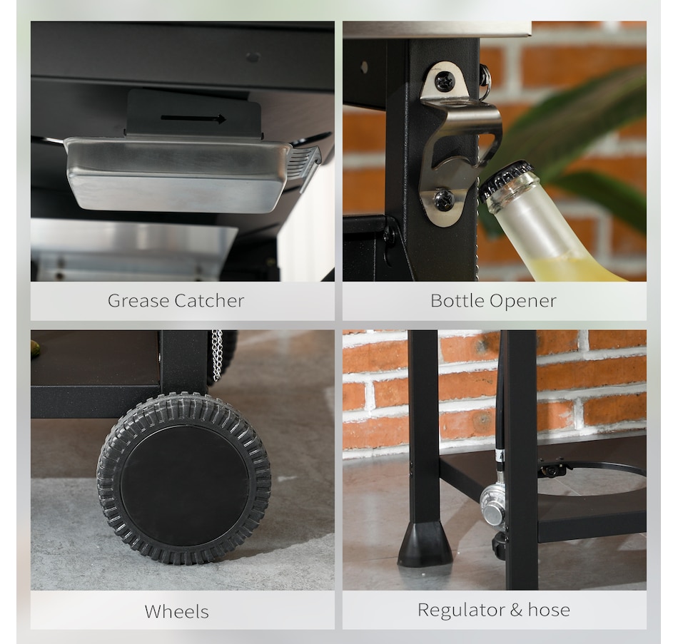 Image 993179_ALTMORE7.jpg, Product 993-179 / Price $349.99, Outsunny Propane Gas Grill, 40,000 BTU Outdoor BBQ Grill Cart, Black from Outsunny on TSC.ca's department