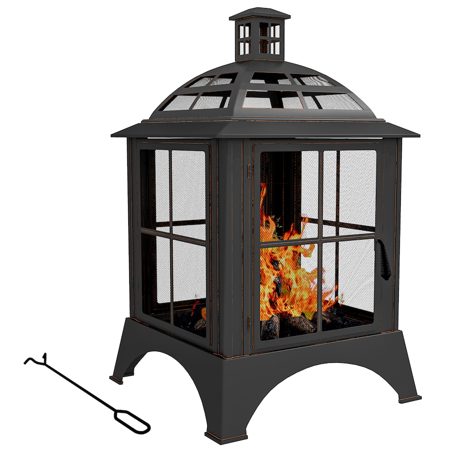 Image 993183.jpg, Product 993-183 / Price $298.99, Outsunny 28" Fire Pit with Poker, Chimney Style Wood Burning Firepit, Black from Outsunny on TSC.ca's department