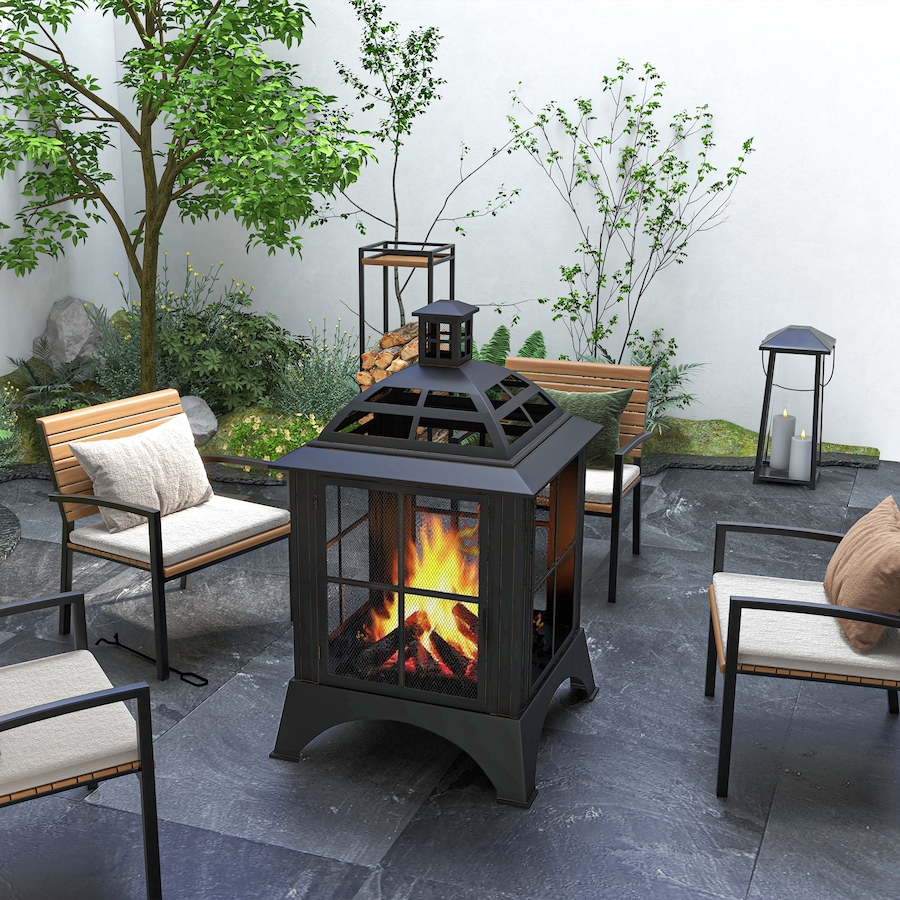 Image 993183_ALTMORE10.jpg, Product 993-183 / Price $298.99, Outsunny 28" Fire Pit with Poker, Chimney Style Wood Burning Firepit, Black from Outsunny on TSC.ca's department