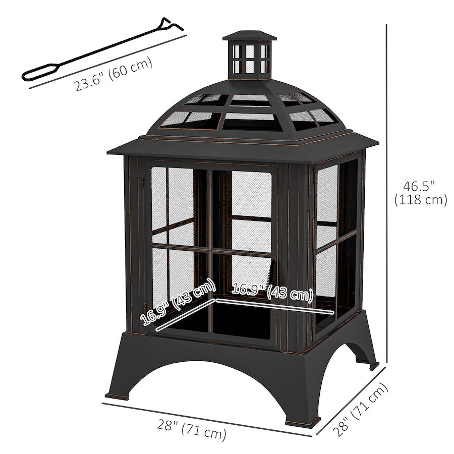 Image 993183_ALTMORE3.jpg, Product 993-183 / Price $298.99, Outsunny 28" Fire Pit with Poker, Chimney Style Wood Burning Firepit, Black from Outsunny on TSC.ca's department