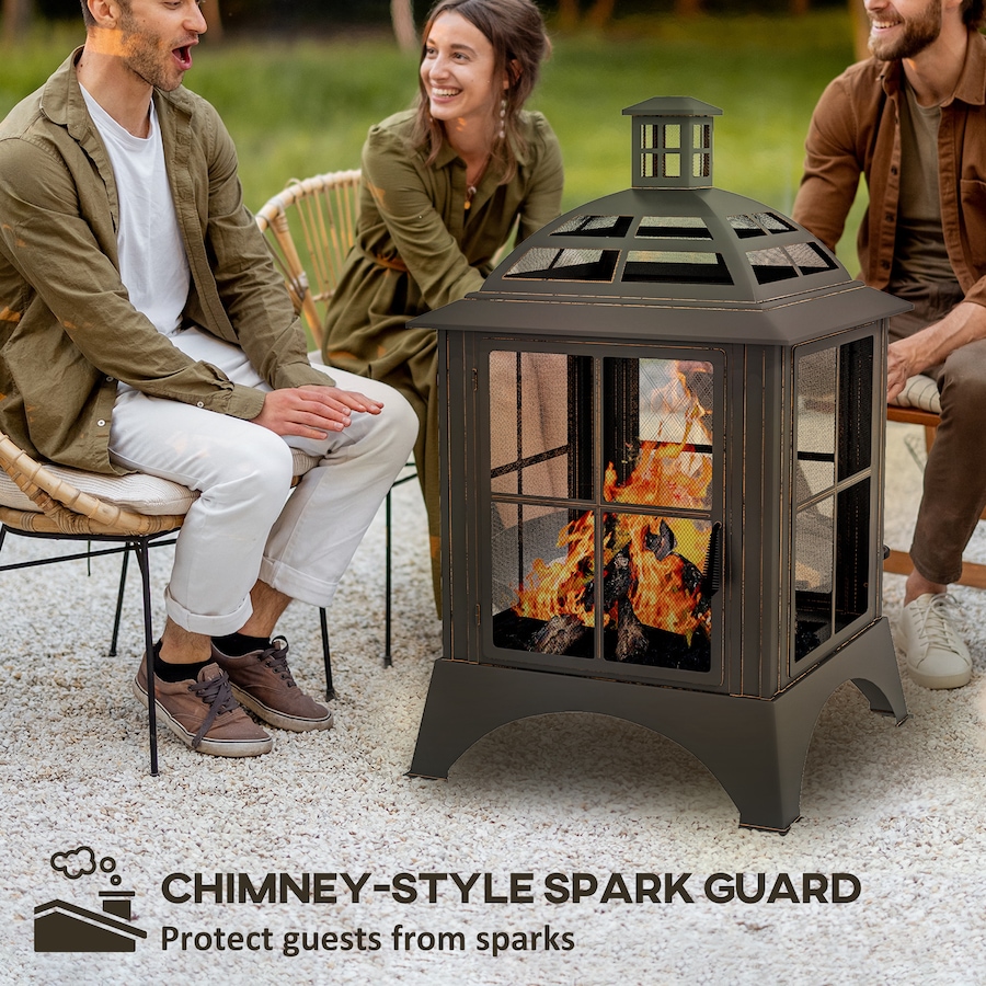 Image 993183_ALTMORE4.jpg, Product 993-183 / Price $298.99, Outsunny 28" Fire Pit with Poker, Chimney Style Wood Burning Firepit, Black from Outsunny on TSC.ca's department