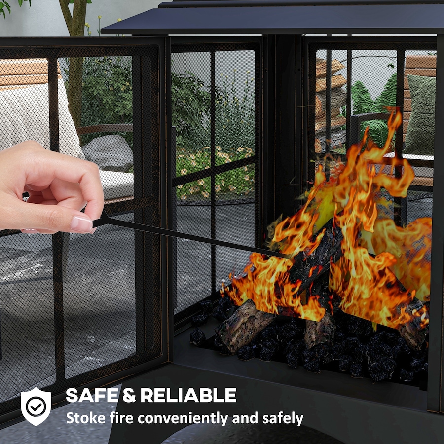 Image 993183_ALTMORE5.jpg, Product 993-183 / Price $298.99, Outsunny 28" Fire Pit with Poker, Chimney Style Wood Burning Firepit, Black from Outsunny on TSC.ca's department