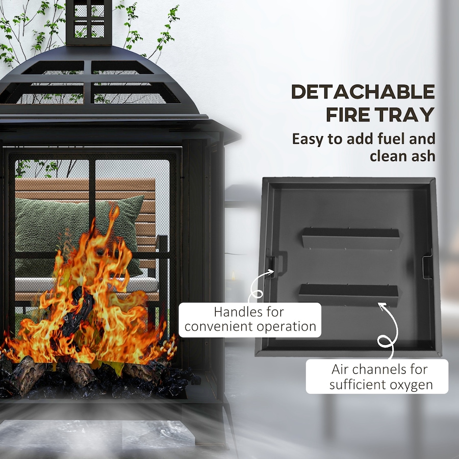 Image 993183_ALTMORE6.jpg, Product 993-183 / Price $298.99, Outsunny 28" Fire Pit with Poker, Chimney Style Wood Burning Firepit, Black from Outsunny on TSC.ca's department