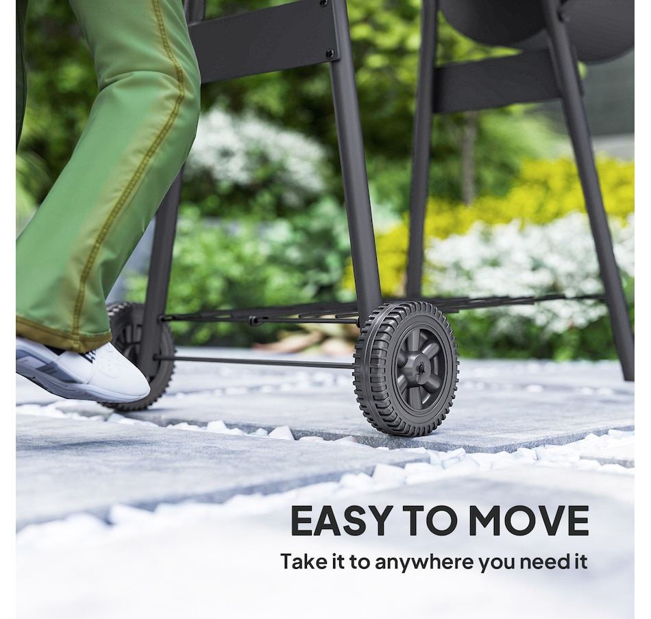 Image 993188_ALTMORE8.jpg, Product 993-188 / Price $189.99, Outsunny 49" Charcoal BBQ Grill with Offset Smoker Portable Backyard Cooking Smoker Outdoor Camp Picnic Barbecue Cooker with Thermometer Wheels and Storage Shelves from Outsunny on TSC.ca's department