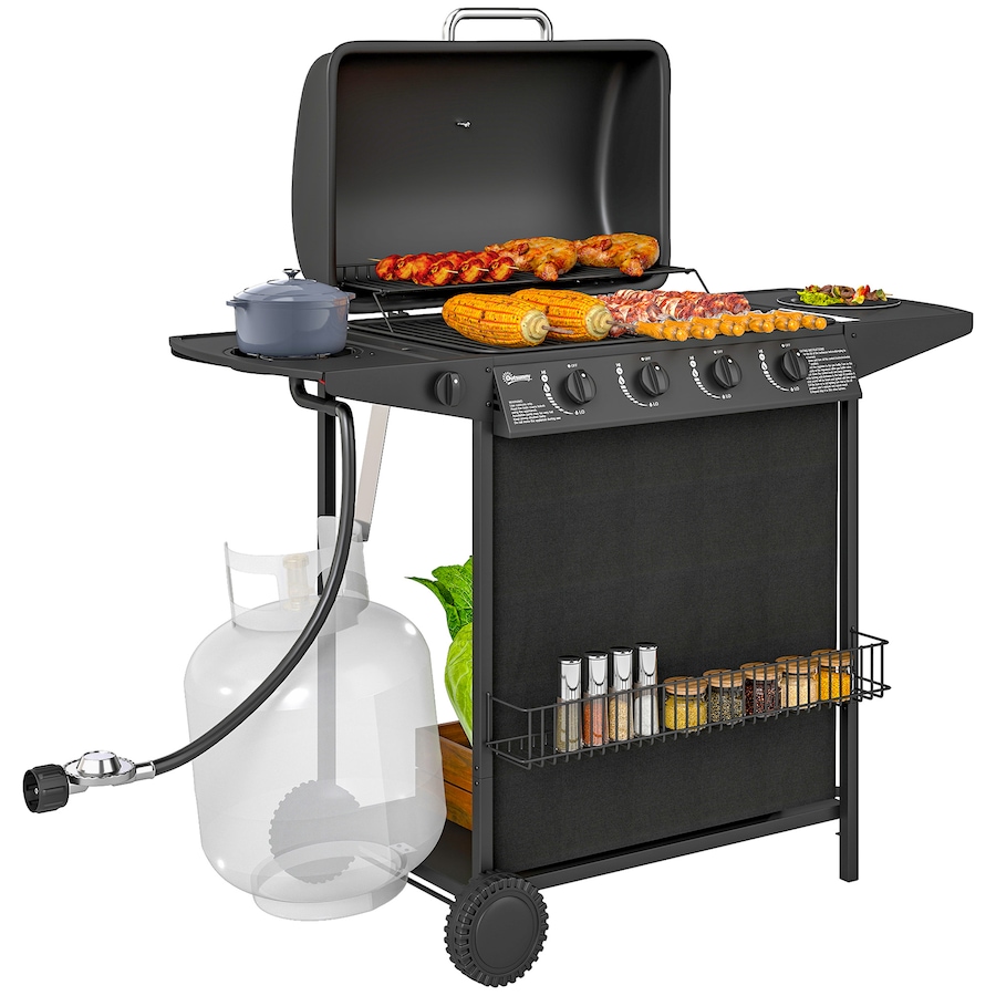Image 993191.jpg, Product 993-191 / Price $279.99, Outsunny 4+1 Burner Propane Gas BBQ Grill, Portable Gas Grill, Black from Outsunny on TSC.ca's department