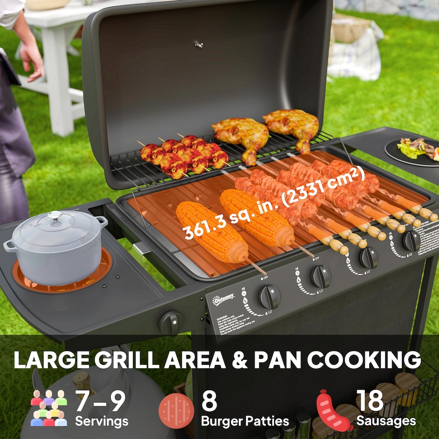 Image 993191_ALTMORE4.jpg, Product 993-191 / Price $279.99, Outsunny 4+1 Burner Propane Gas BBQ Grill, Portable Gas Grill, Black from Outsunny on TSC.ca's department