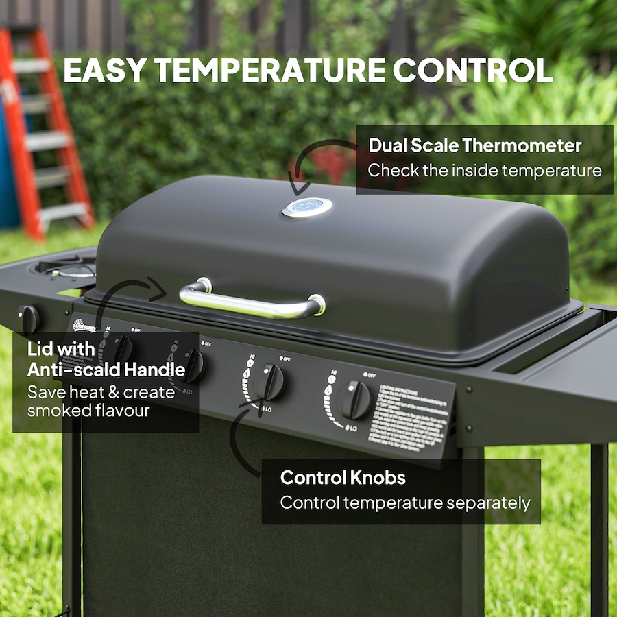 Image 993191_ALTMORE5.jpg, Product 993-191 / Price $279.99, Outsunny 4+1 Burner Propane Gas BBQ Grill, Portable Gas Grill, Black from Outsunny on TSC.ca's department