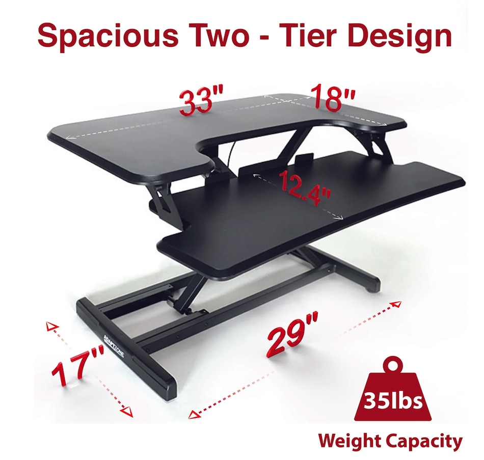 Image 993209_ALTMORE1.jpg, Product 993-209 / Price $129.99, Adjustable Sit-Stand Desk Riser | 33" Wide Surface | 35 lbs Capacity | Ergonomic Height Range (4.3"–19.3") | Removable Keyboard Tray | Non-Slip Base | Minimal Assembly | Wood & Metal Construction from IMGadgets on TSC.ca's Home & Garden department